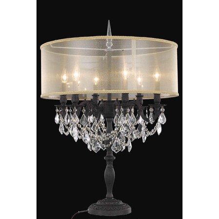 Elegant Lighting 9206 Rosalia Collection Table Lamp w/ Gold Round Shade D24in H33.5in L 9206TL20DB+SH-1R24G/RC